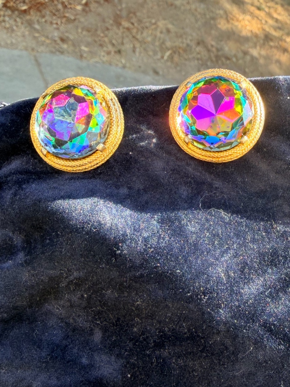 VTG Elsa Schiaparelli Watermelon Rhinestone Clip On Earrings Signed Patent